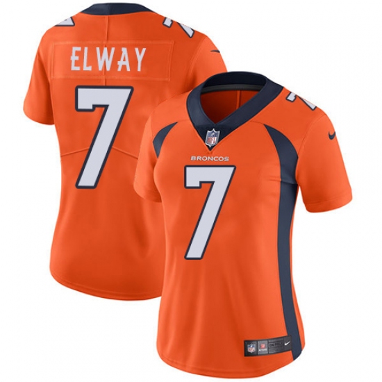 Women's Nike Denver Broncos 7 John Elway Elite Orange Team Color NFL Jersey