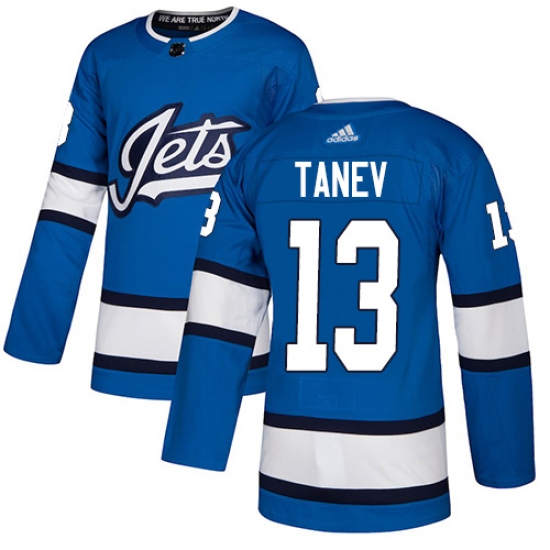 Men's Adidas Winnipeg Jets 13 Brandon Tanev Authentic Blue Alternate NHL Jersey