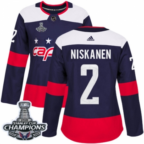 Women's Adidas Washington Capitals 2 Matt Niskanen Authentic Navy Blue 2018 Stadium Series 2018 Stanley Cup Final Champions NHL Jersey