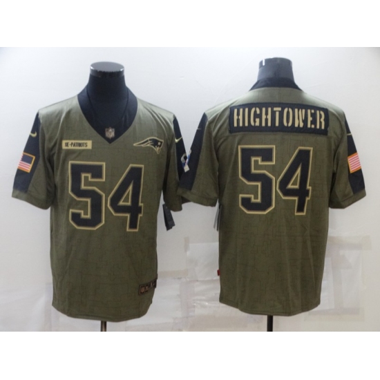 Men's New England Patriots 54 Dont'a Hightower Nike Olive 2021 Salute To Service Limited Player Jersey