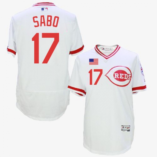Men's Majestic Cincinnati Reds 17 Chris Sabo White Flexbase Authentic Collection Cooperstown MLB Jersey
