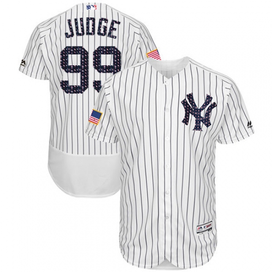 Men's Majestic New York Yankees 99 Aaron Judge White Stars & Stripes Authentic Collection Flex Base MLB Jersey