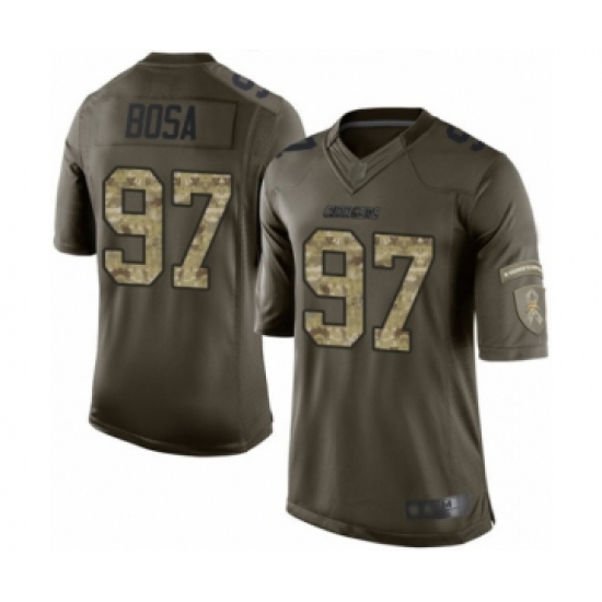 Men's Los Angeles Chargers 97 Joey Bosa Elite Green Salute to Service Football Jersey
