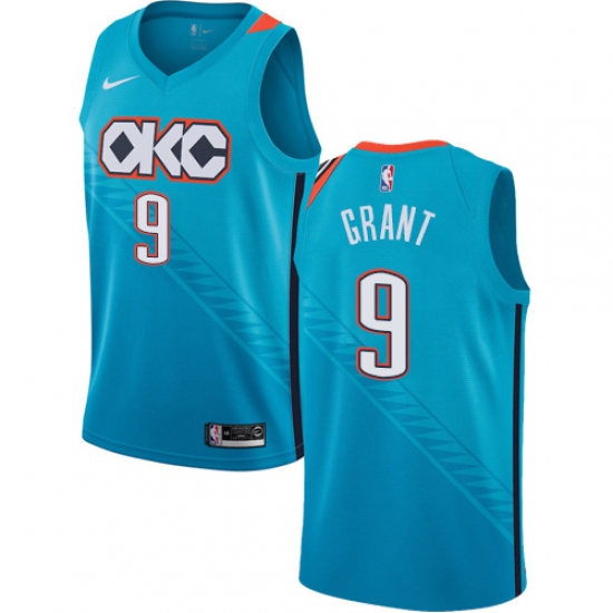 Men's Nike Oklahoma City Thunder 9 Jerami Grant Swingman Turquoise NBA Jersey - City Edition