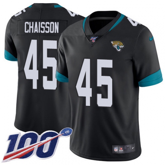 Men's Jacksonville Jaguars 45 K'Lavon Chaisson Black Team Color Stitched NFL 100th Season Vapor Untouchable Limited Jersey