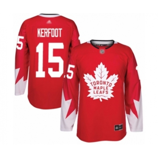 Men's Toronto Maple Leafs 15 Alexander Kerfoot Authentic Red Alternate Hockey Jersey