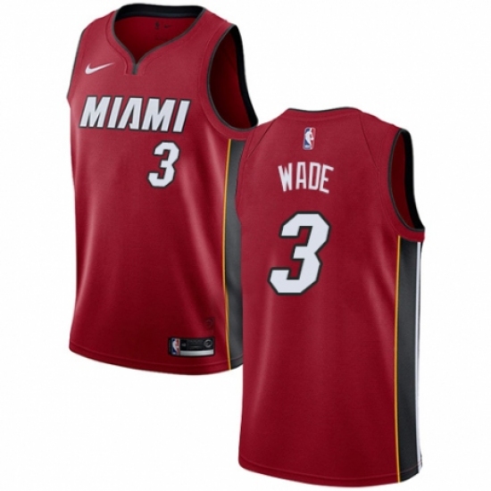 Men's Nike Miami Heat 3 Dwyane Wade Authentic Red NBA Jersey Statement Edition