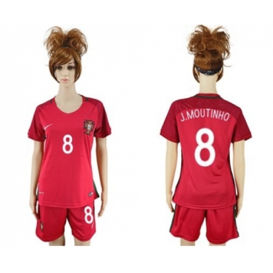 Women's Portugal 8 J.Moutinho Home Soccer Country Jersey