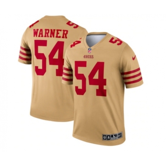 Men's San Francisco 49ers 54 Fred Warner 2022 New Gold Inverted Legend Stitched Football Jersey