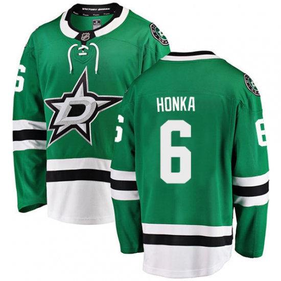 Men's Dallas Stars 6 Julius Honka Authentic Green Home Fanatics Branded Breakaway NHL Jersey