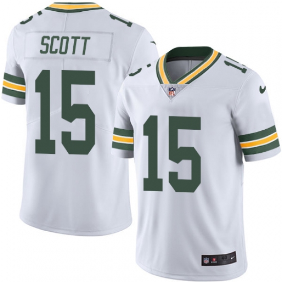 Men's Nike Green Bay Packers 15 JK Scott White Vapor Untouchable Limited Player NFL Jersey