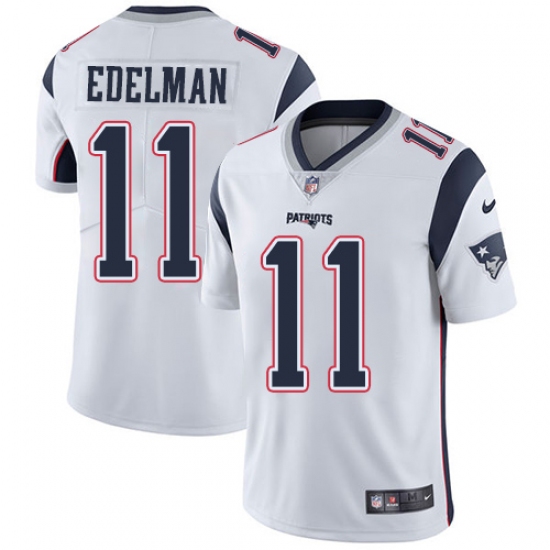 Men's Nike New England Patriots 11 Julian Edelman White Vapor Untouchable Limited Player NFL Jersey