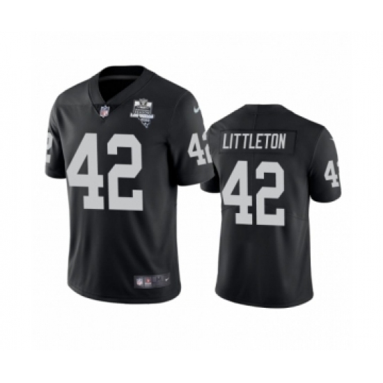 Men's Oakland Raiders 42 Cory Littleton Black 2020 Inaugural Season Vapor Limited Jersey