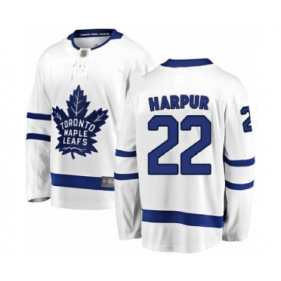 Men's Toronto Maple Leafs 22 Ben Harpur Authentic White Away Fanatics Branded Breakaway Hockey Jersey