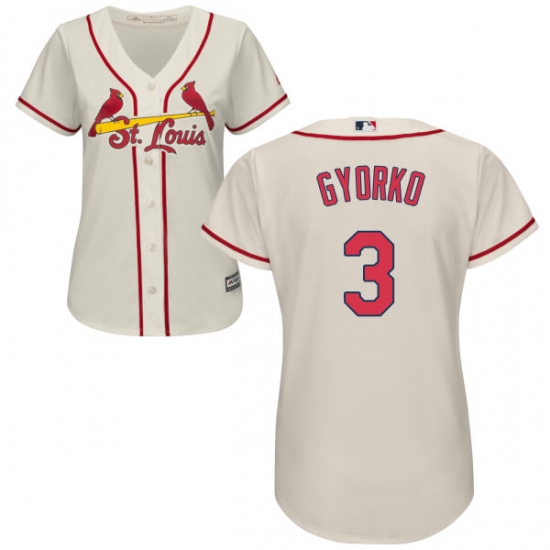 Women's Majestic St. Louis Cardinals 3 Jedd Gyorko Replica Cream Alternate Cool Base MLB Jersey