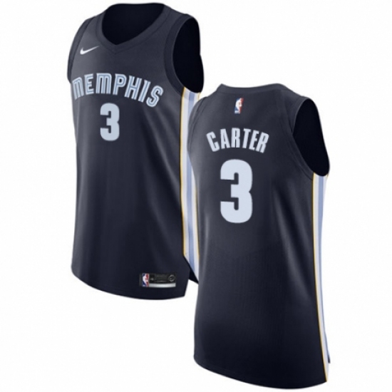Men's Nike Memphis Grizzlies 3 Jevon Carter Authentic Navy Blue Road NBA Jersey - Icon Edition