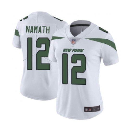 Women's New York Jets 12 Joe Namath White Vapor Untouchable Limited Player Football Jersey