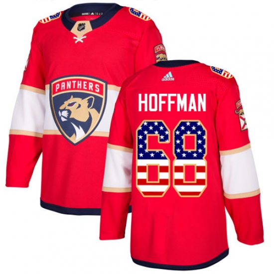 Men's Adidas Florida Panthers 68 Mike Hoffman Authentic Red USA Flag Fashion NHL Jersey