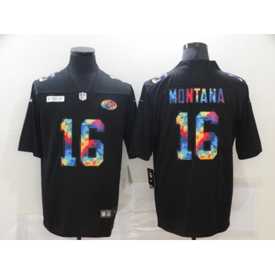Men's San Francisco 49ers 16 Joe Montana Rainbow Version Nike Limited Jersey