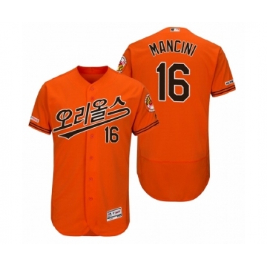 Men's 2019 Asian Heritage Month Baltimore Orioles 16 Trey Mancini Orange Korean Flex Base Jersey