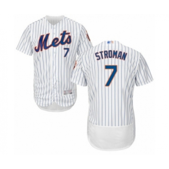 Men's New York Mets 7 Marcus Stroman White Home Flex Base Authentic Collection Baseball Jersey