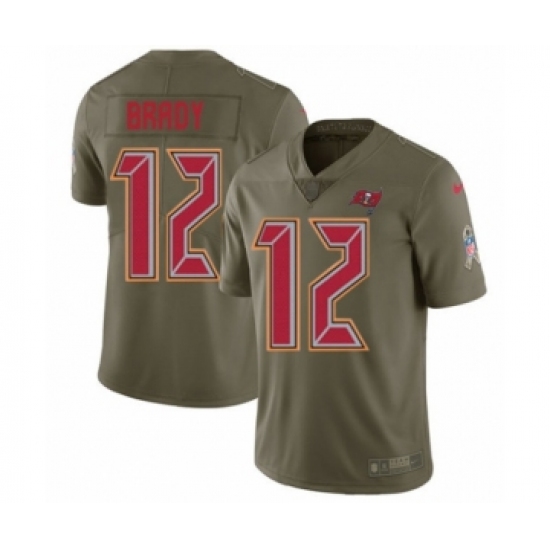 Youth Tampa Bay Buccaneers 12 Tom Brady Limited Olive 2017 Salute to Service Football Jersey