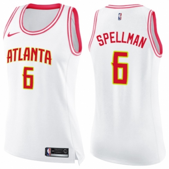 Women's Nike Atlanta Hawks 6 Omari Spellman Swingman White/Pink Fashion NBA Jersey