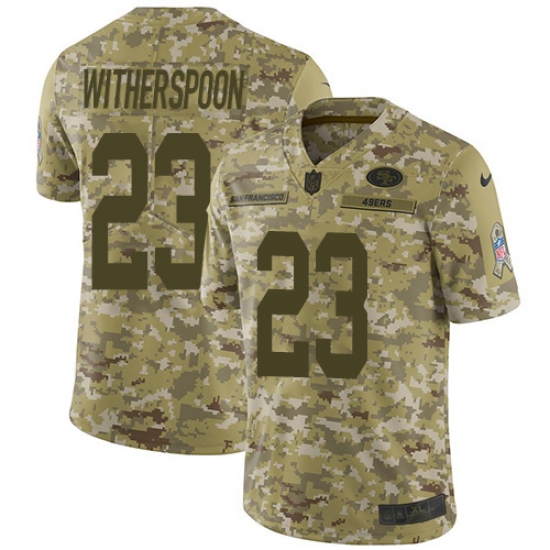 Men's Nike San Francisco 49ers 23 Ahkello Witherspoon Limited Camo 2018 Salute to Service NFL Jersey