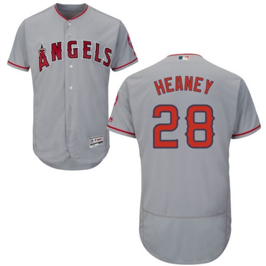 Men's Majestic Los Angeles Angels of Anaheim 28 Andrew Heaney Grey Road Flex Base Authentic Collection MLB Jersey