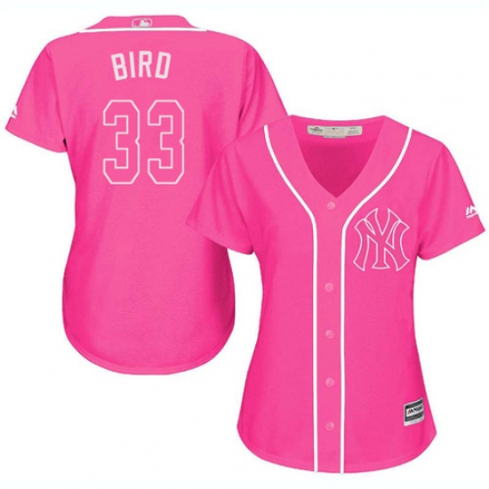 Women's Majestic New York Yankees 33 Greg Bird Replica Pink Fashion Cool Base MLB Jersey