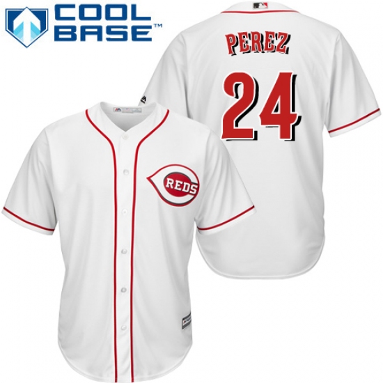 Youth Majestic Cincinnati Reds 24 Tony Perez Authentic White Home Cool Base MLB Jersey