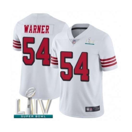 Youth San Francisco 49ers 54 Fred Warner Limited White Rush Vapor Untouchable Super Bowl LIV Bound Football Jersey