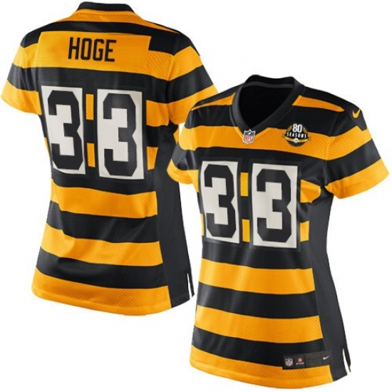 Women's Nike Pittsburgh Steelers 33 Merril Hoge Limited Yellow/Black Alternate 80TH Anniversary Throwback NFL Jersey
