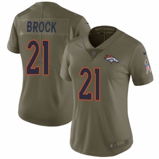 Women's Nike Denver Broncos 21 Tramaine Brock Limited Olive 2017 Salute to Service NFL Jersey
