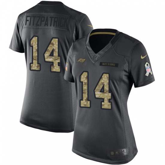 Women's Nike Tampa Bay Buccaneers 14 Ryan Fitzpatrick Limited Black 2016 Salute to Service NFL Jersey