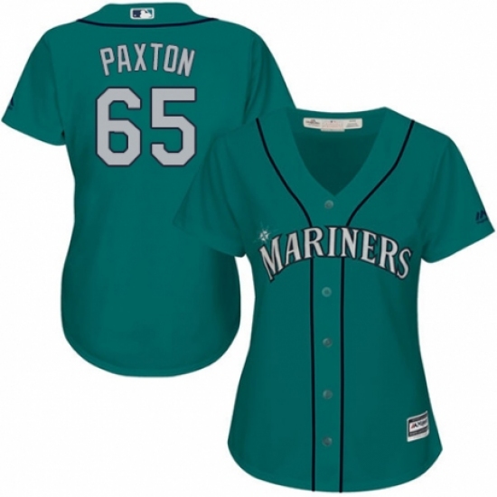 Women's Majestic Seattle Mariners 65 James Paxton Authentic Teal Green Alternate Cool Base MLB Jersey