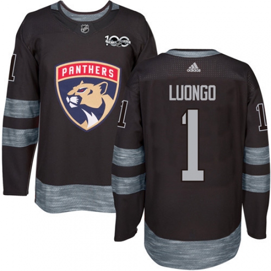 Men's Adidas Florida Panthers 1 Roberto Luongo Authentic Black 1917-2017 100th Anniversary NHL Jersey