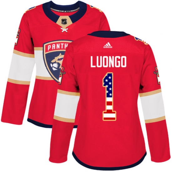 Women's Adidas Florida Panthers 1 Roberto Luongo Authentic Red USA Flag Fashion NHL Jersey