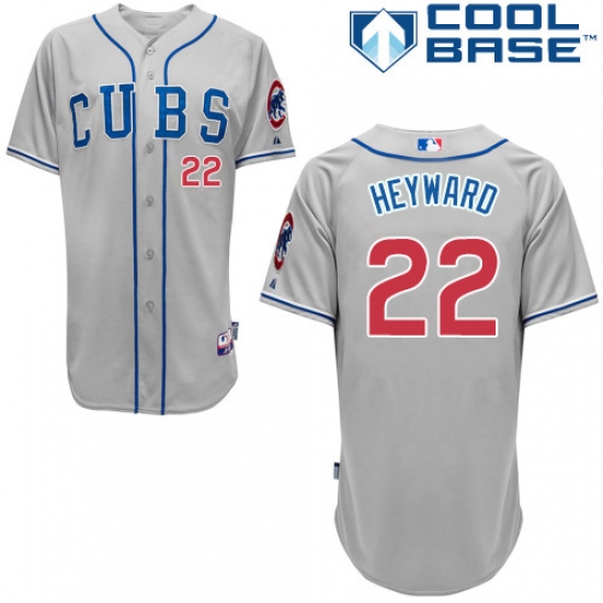 Men's Majestic Chicago Cubs 22 Jason Heyward Authentic Grey Alternate Road Cool Base MLB Jersey