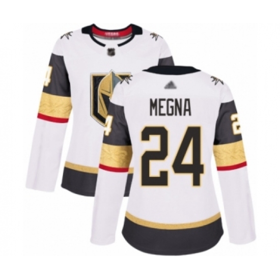 Women's Vegas Golden Knights 24 Jaycob Megna Authentic White Away Hockey Jersey