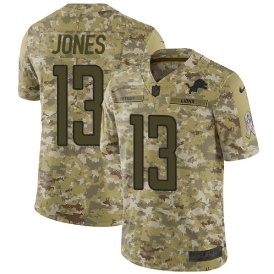 Men's Nike Detroit Lions 13 T.J. Jones Limited Camo 2018 Salute to Service NFL Jersey