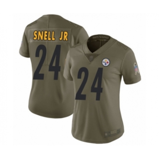 Women's Pittsburgh Steelers 24 Benny Snell Jr. Limited Olive 2017 Salute to Service Football Jersey