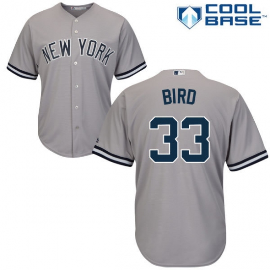 Men's Majestic New York Yankees 33 Greg Bird Replica Grey Road MLB Jersey