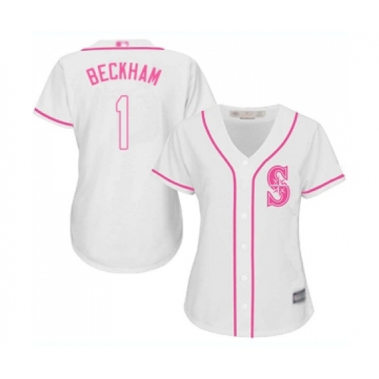 Women's Seattle Mariners 1 Tim Beckham Replica White Fashion Cool Base Baseball Jersey
