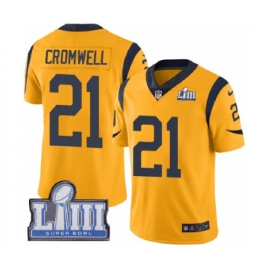 Men's Nike Los Angeles Rams 21 Nolan Cromwell Limited Gold Rush Vapor Untouchable Super Bowl LIII Bound NFL Jersey