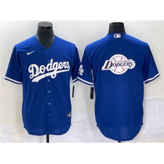 Men's Los Angeles Dodgers Blue Team Big Logo Cool Base Stitched Baseball Jersey