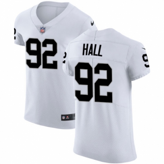Men's Nike Oakland Raiders 92 P.J. Hall White Vapor Untouchable Elite Player NFL Jersey