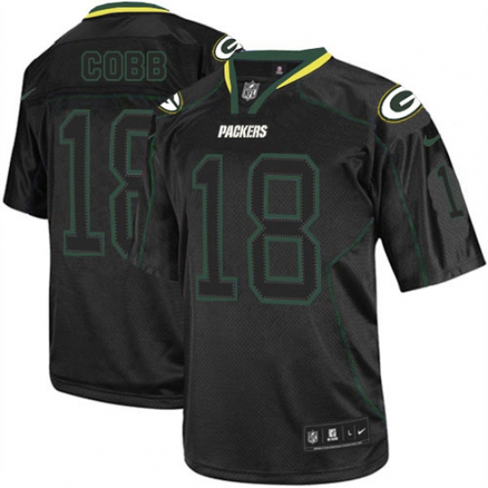 Men's Nike Green Bay Packers 18 Randall Cobb Elite Lights Out Black NFL Jersey