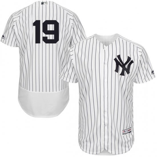 Men's Majestic New York Yankees 19 Masahiro Tanaka White Home Flex Base Authentic Collection MLB Jersey
