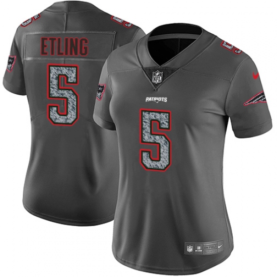 Women's Nike New England Patriots 5 Danny Etling Gray Static Vapor Untouchable Limited NFL Jersey
